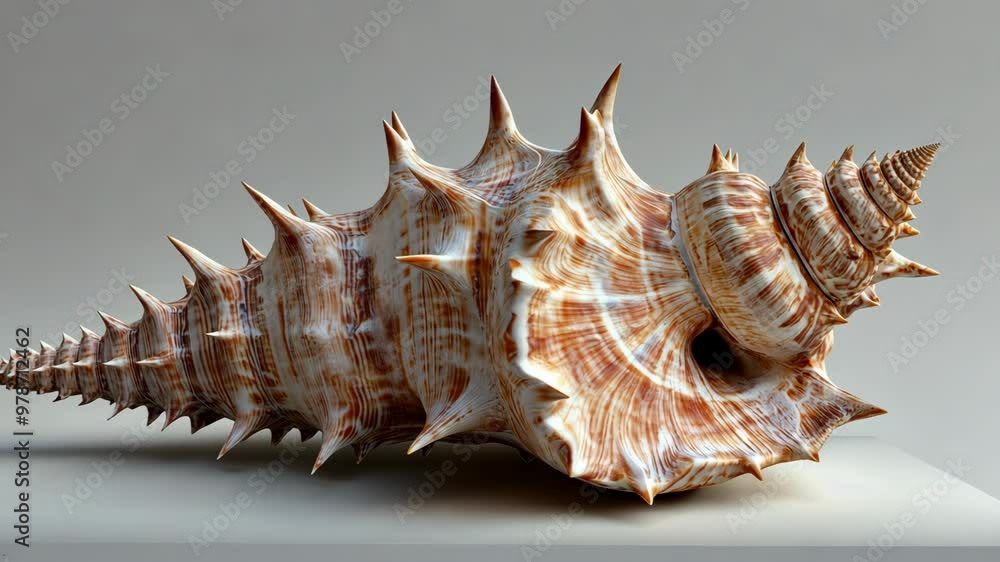 Beautiful spiral shell in natural light showcasing intricate details and textures from the ocean floor Beautiful spiral shell in natural light showcasing intricate details and textures from the ocean floor
