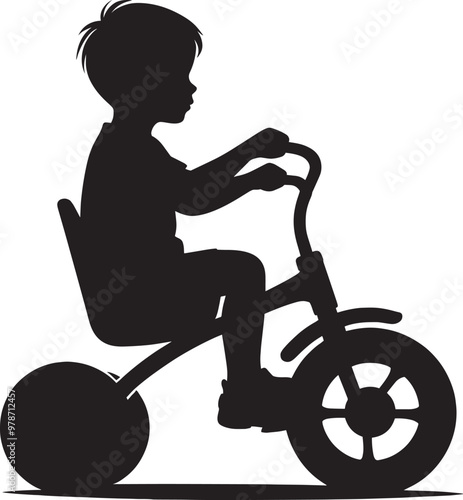 Tricycle riding silhouette vector illustration isolated on a white background