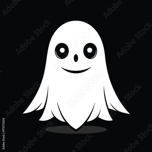 Creepy Halloween Ghost Vector illustration png cutout isolated
