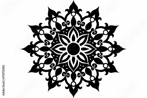 Ornamental luxury mandala silhouette black on white background vector art illustration