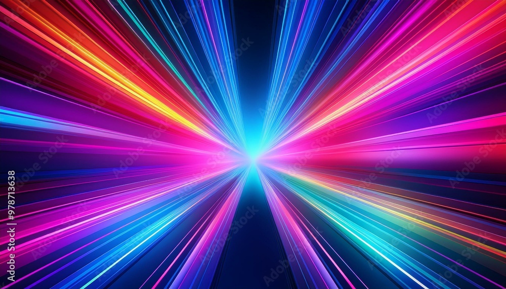 Dynamic abstract background with vibrant streaks of color converging towards a bright center, creating a sense of speed and motion.