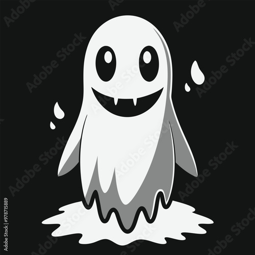 Creepy Halloween Ghost Vector illustration png cutout isolated