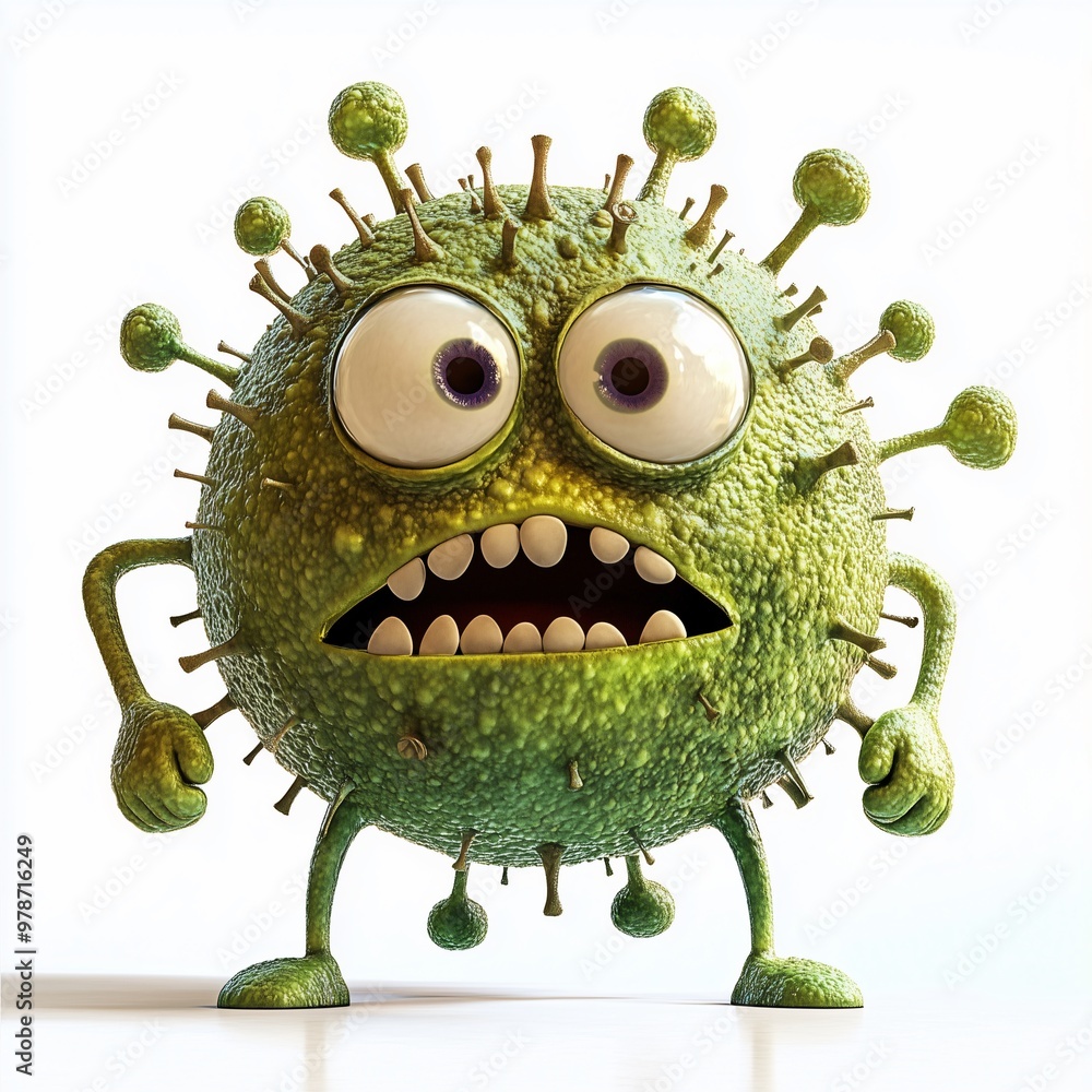 Fototapeta premium illustration Virus. Corona virus monster. Angry virus cartoon character