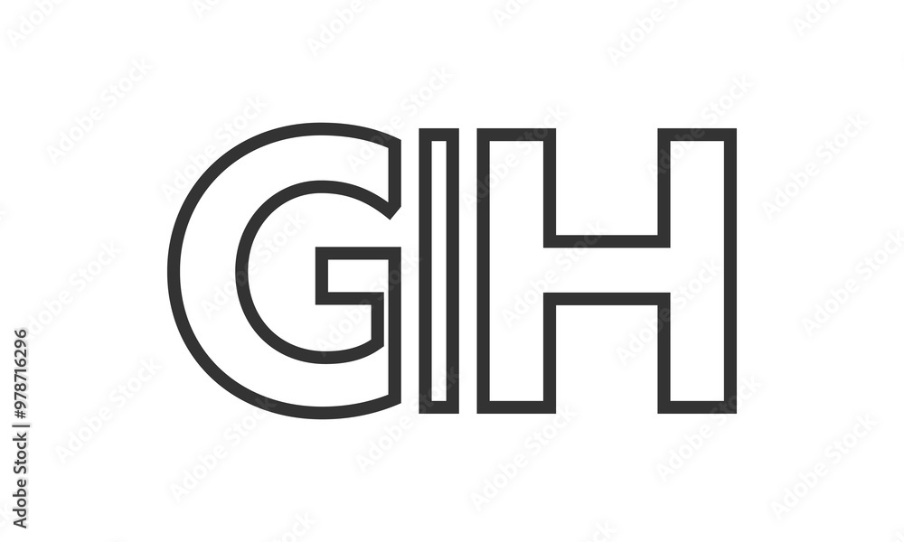 GIH logo design template with strong and modern bold text. Initial based vector logotype featuring simple and minimal typography. Trendy company identity.