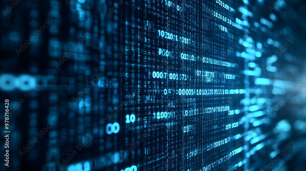 Abstract Blue Binary Code Background with a Depth of Field Effect for Digital Technology and Cyber Security Design Concepts Abstract Blue Binary Code Background with a Depth of Field Effect for Digital Technology and Cyber Security Design Concepts