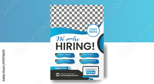 Job vacancy hiring flyer or poster design for social media circular post banner template