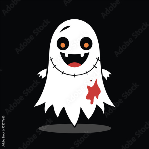 Creepy Halloween Ghost Vector illustration png cutout isolated