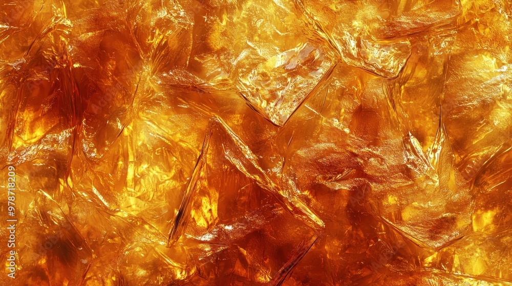 Captivating amber glass texture illuminated by warm light creating a unique abstract formation Captivating amber glass texture illuminated by warm light creating a unique abstract formation