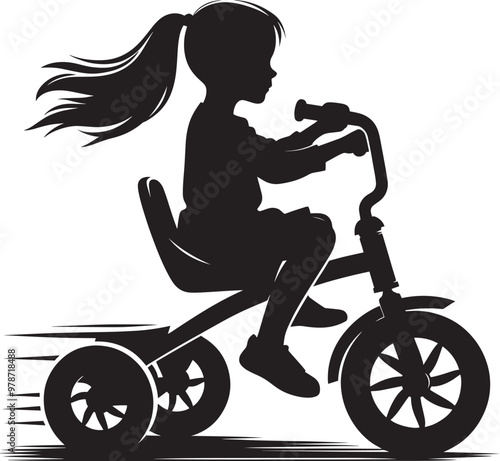 Tricycle riding silhouette vector illustration isolated on a white background