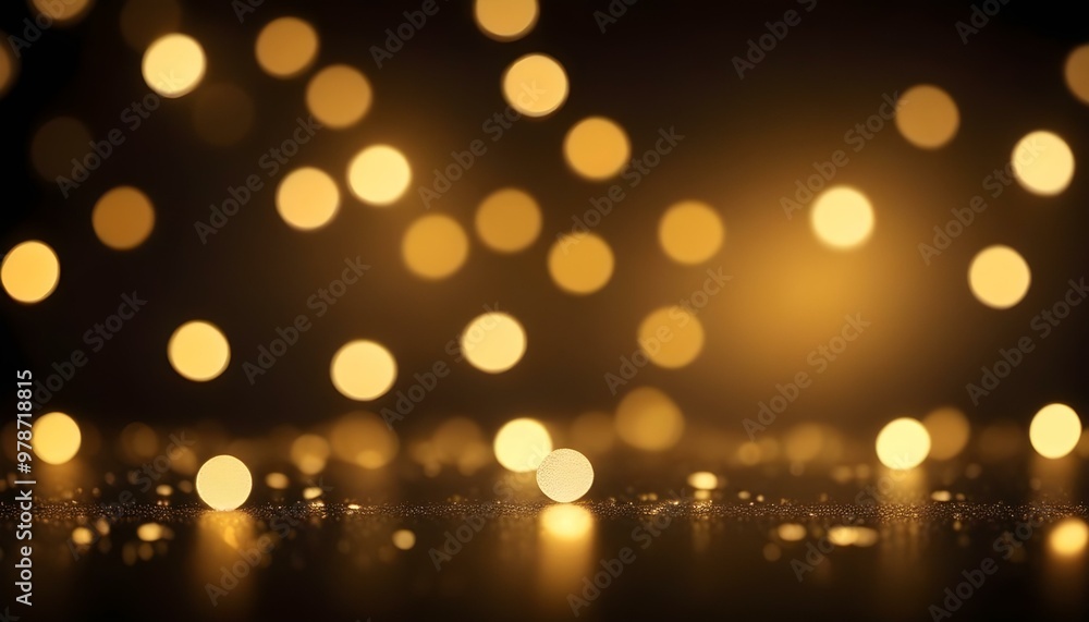 Blurred golden bokeh lights on a dark background. Blurred golden bokeh lights on a dark background.