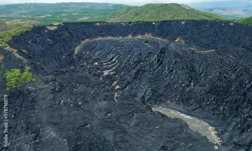 Wallpaper Mural Drone Footage of Volcanic Crater with Detailed Lava Rock Formations Torontodigital.ca