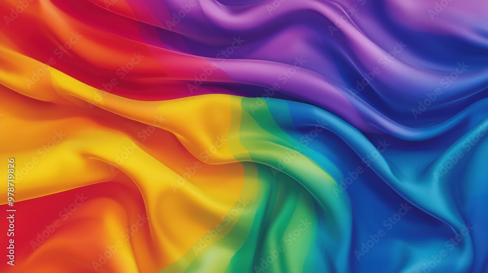Obraz premium Vibrant rainbow fabric waves flowing in a celebration of diversity and pride, glowing softly