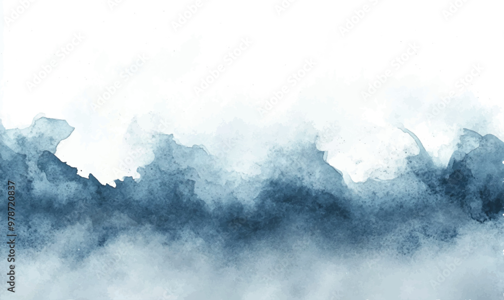 Obraz premium white watercolor background with light gray and blue tones, creating the effect of frosty breath in the cold air