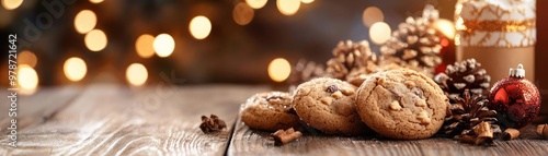 Delicious freshly baked cookies with holiday decorations, perfect for festive celebrations and cozy gatherings.