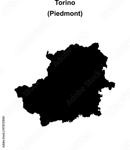 Torino province outline map photo