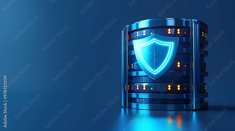 Futuristic data security shield glowing in blue, symbolizing protection and technology. Ideal for cybersecurity themes. Futuristic data security shield glowing in blue, symbolizing protection and technology. Ideal for cybersecurity themes.