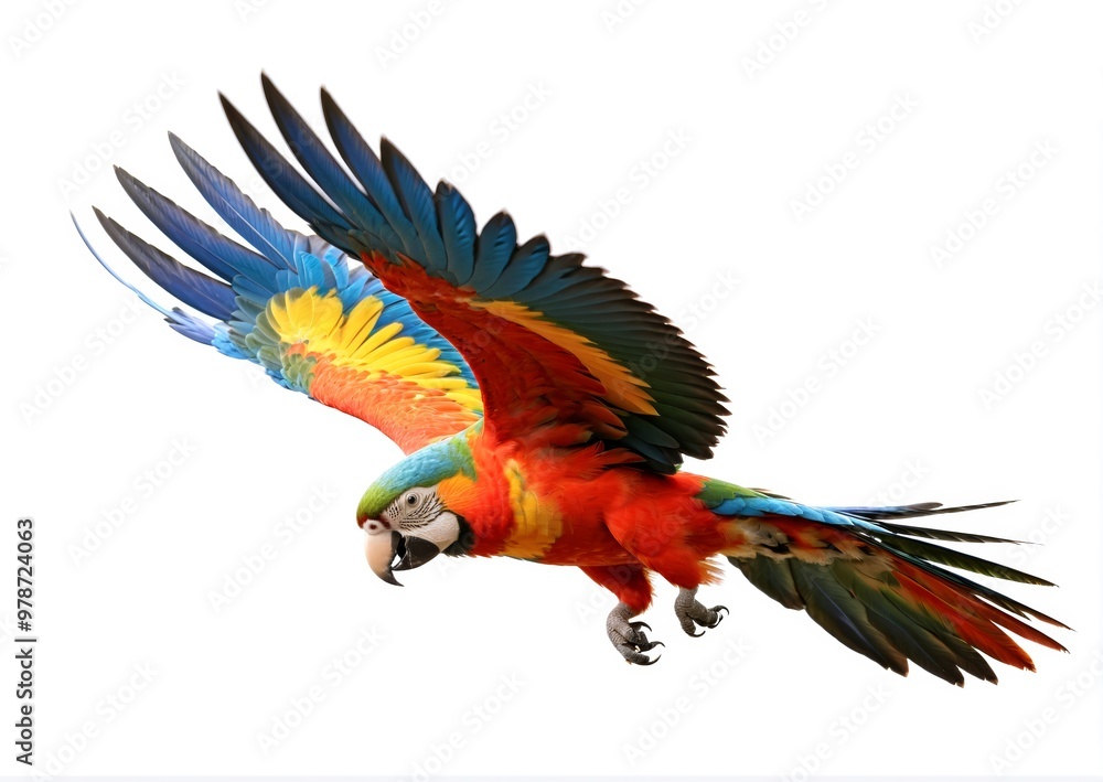 Fototapeta premium colorful flying parrot on a white background