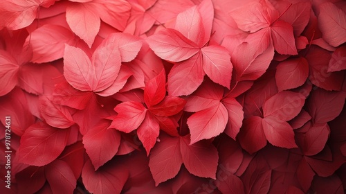 A vibrant bunch of red leaves beautifully displayed on a dark background