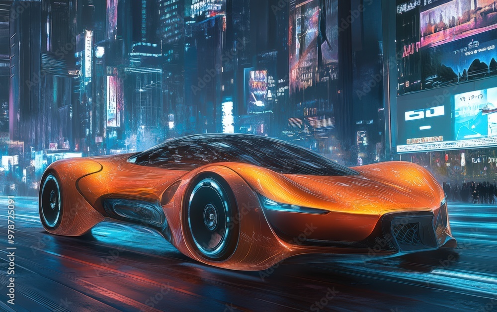 Obraz premium Car of the future professional advertising poster