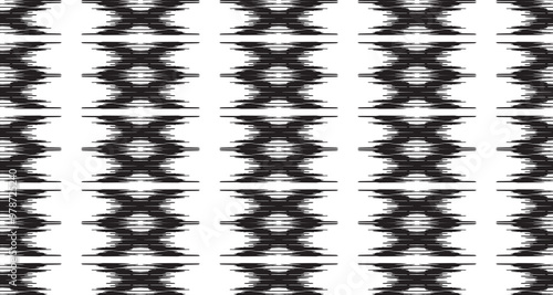 Ethnic abstract ikat art. Seamless pattern zigzag in tribal, Black White . Aztec geometric art ornament print.Design for carpet, wallpaper, clothing, wrapping, fabric, textile.