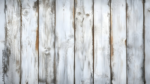 Whitewashed Wooden Plank Background Texture With Vertical Grain Pattern