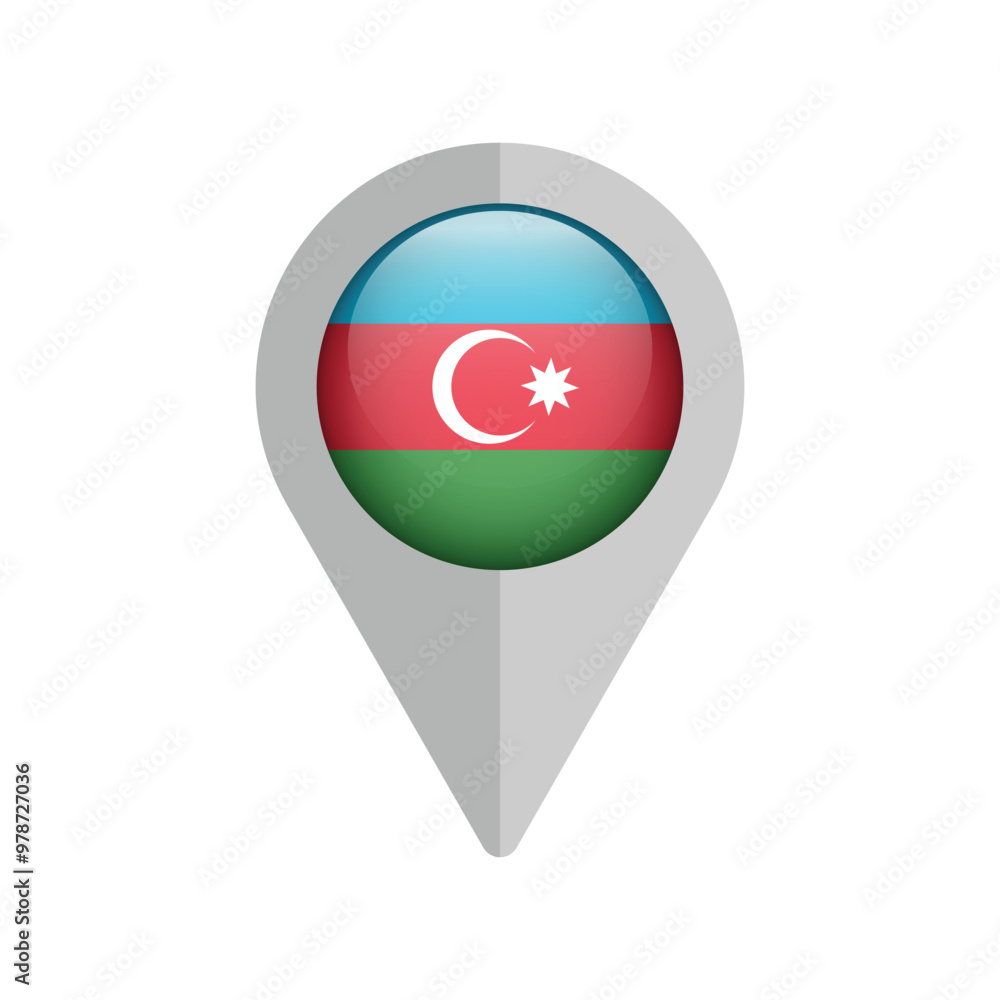 Obraz premium Pin navigation flag icon of Azerbaijan. Vector