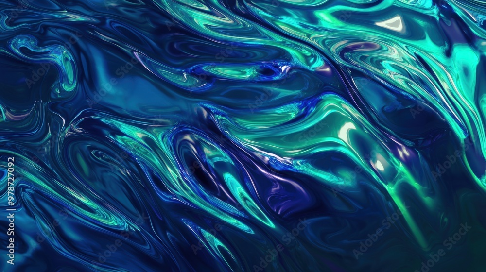 Captivating waves of teal and blue swirls create mesmerizing abstract art in vivid motion Captivating waves of teal and blue swirls create mesmerizing abstract art in vivid motion