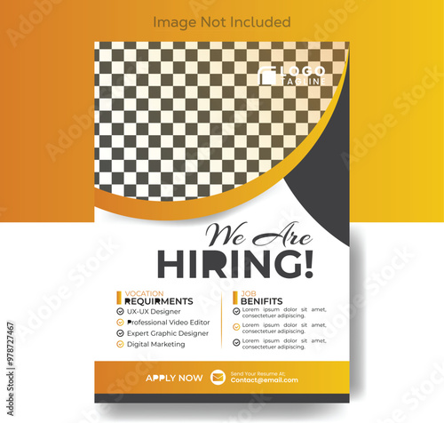 Job vacancy hiring flyer or poster design for social media circular post banner template