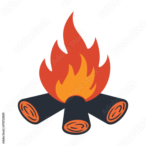 Campfire ClipArt, Bonfire illustration, Fire Flame vector 
