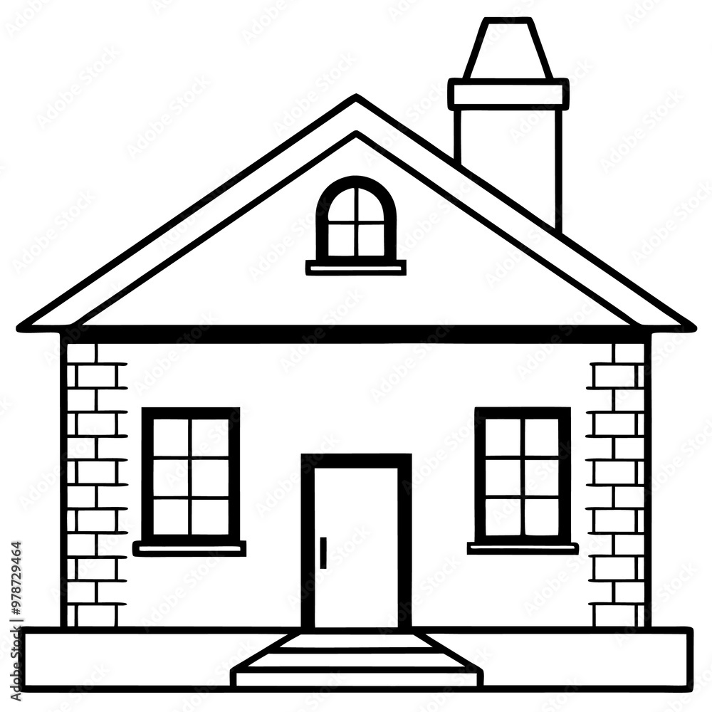 brick house outline coloring book page line art drawing brick house outline coloring book page line art drawing