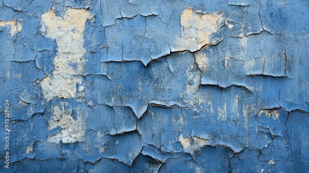 Textured blue concrete wall with cracks and chipped paint, creating a weathered and grungy industrial aesthetic Textured blue concrete wall with cracks and chipped paint, creating a weathered and grungy industrial aesthetic