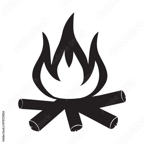 Campfire ClipArt, Bonfire illustration, Fire Flame vector 
