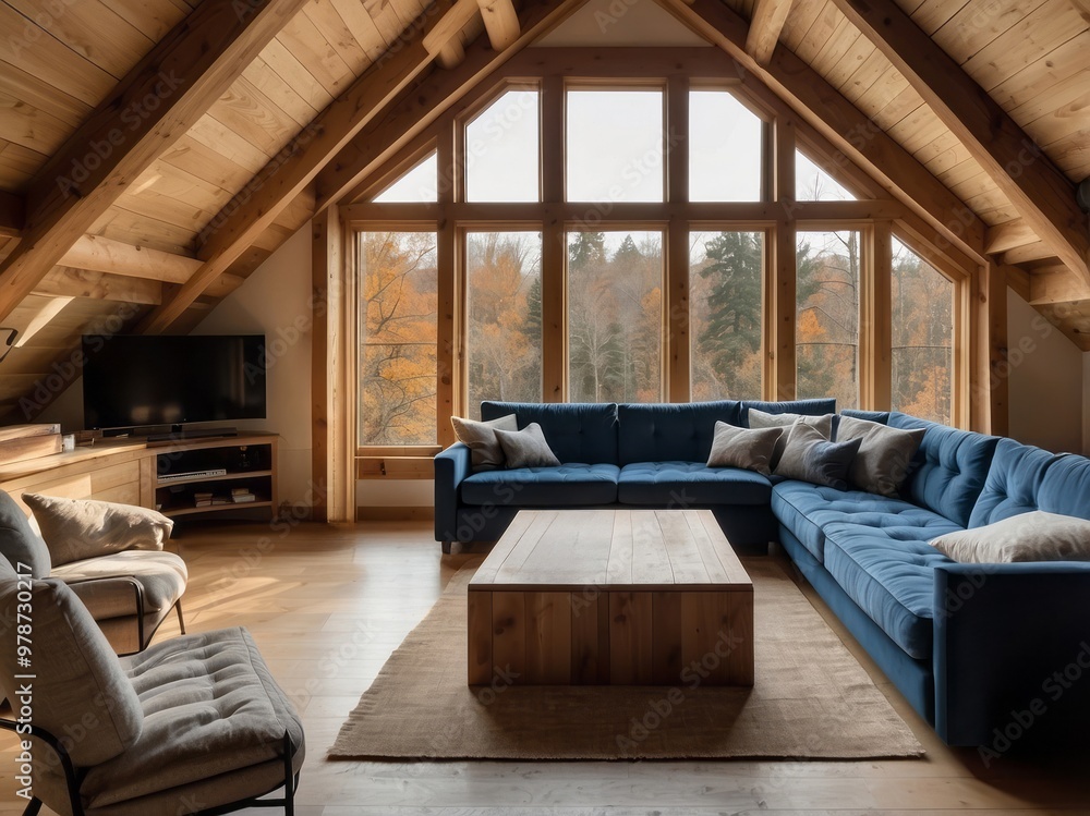 Modern Living Room with Large Windows and Sectional Sofa Modern Living Room with Large Windows and Sectional Sofa