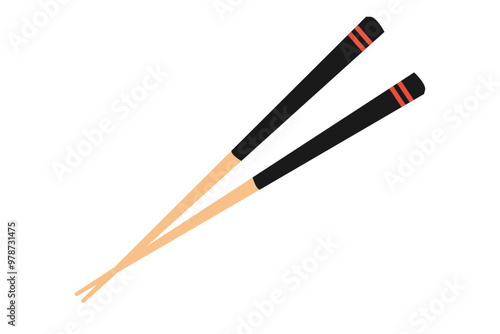 Chopsticks asian cutleries isolated icon.Isolated vector bamboo sticks, Japanese restaurant utensil for grasping food. Bamboo Wooden Sticks for Sushi.