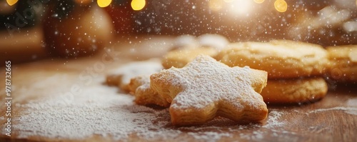 Delicious cookies dusted with powdered sugar, perfect for festive celebrations and holiday gatherings, evoking warmth and joy.