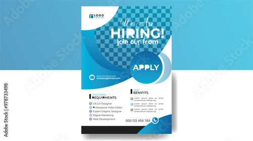 Job vacancy hiring flyer or poster design for social media circular post banner template