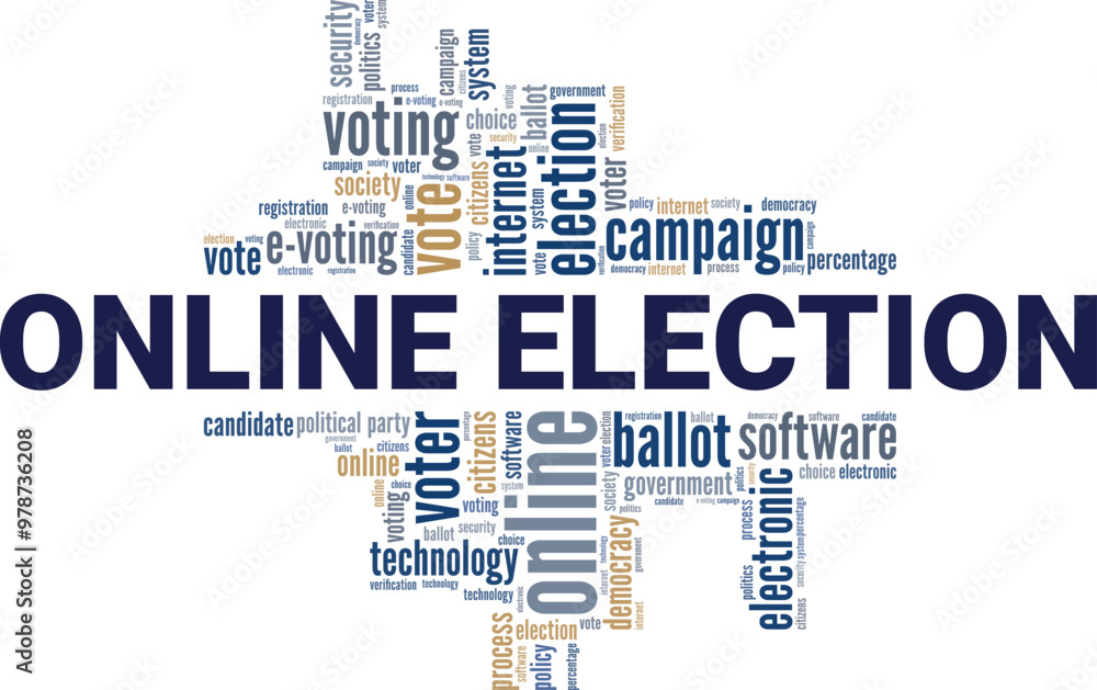 Obraz premium Online Election word cloud conceptual design isolated on white background.