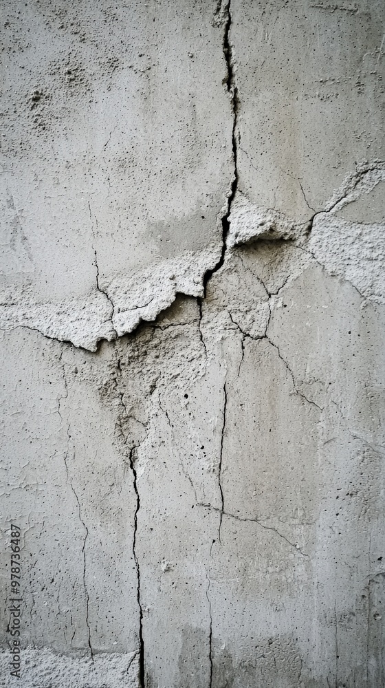 Cracked concrete wall revealing age and weathering in an urban setting Cracked concrete wall revealing age and weathering in an urban setting