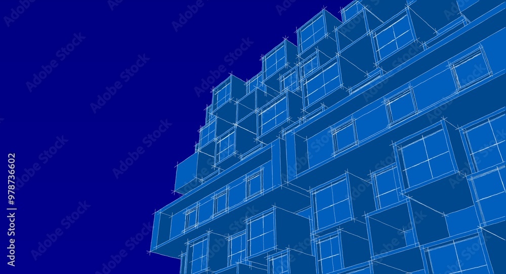 architecture modular facades 3d illustration architecture modular facades 3d illustration