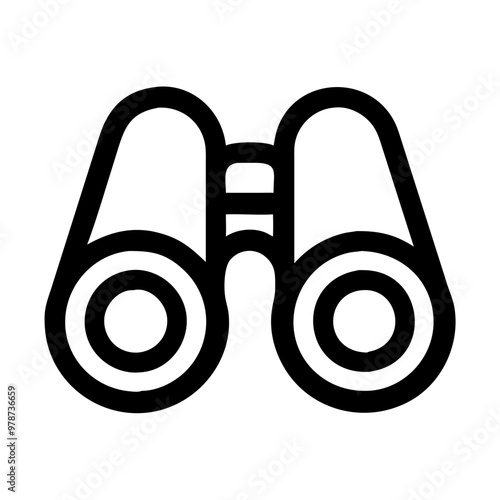 Classic binoculars icon for outdoor exploration in minimalist style, icon on transparent background, beach holiday theme
