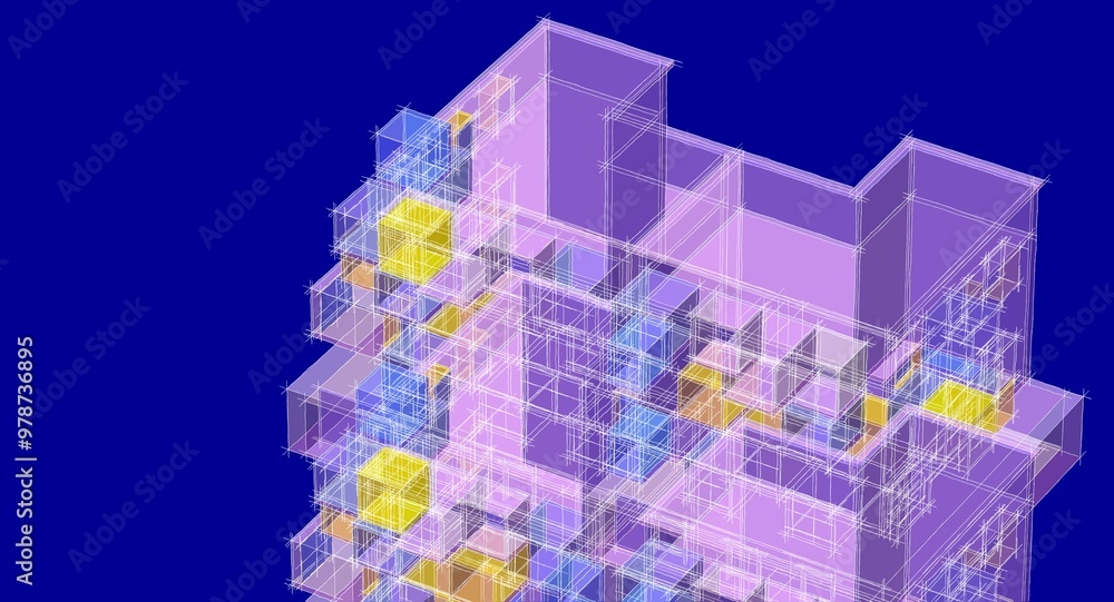 Fototapeta premium architecture modular facades 3d illustration