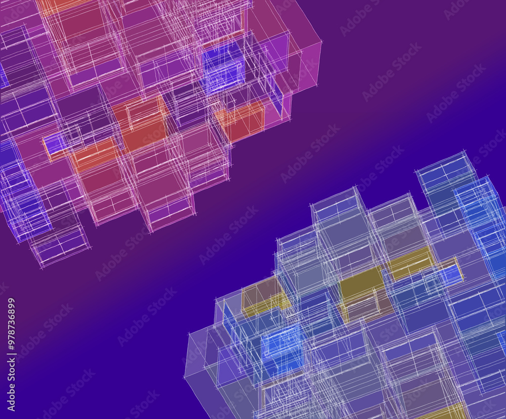 architecture modular facades 3d illustration architecture modular facades 3d illustration