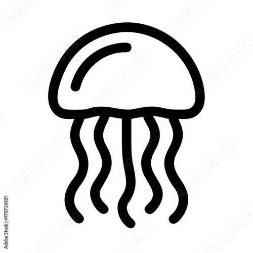 Jellyfish icon illustration, marine mood, underwater life design, minimalist line art style, icon on transparent background, beach holiday theme photo