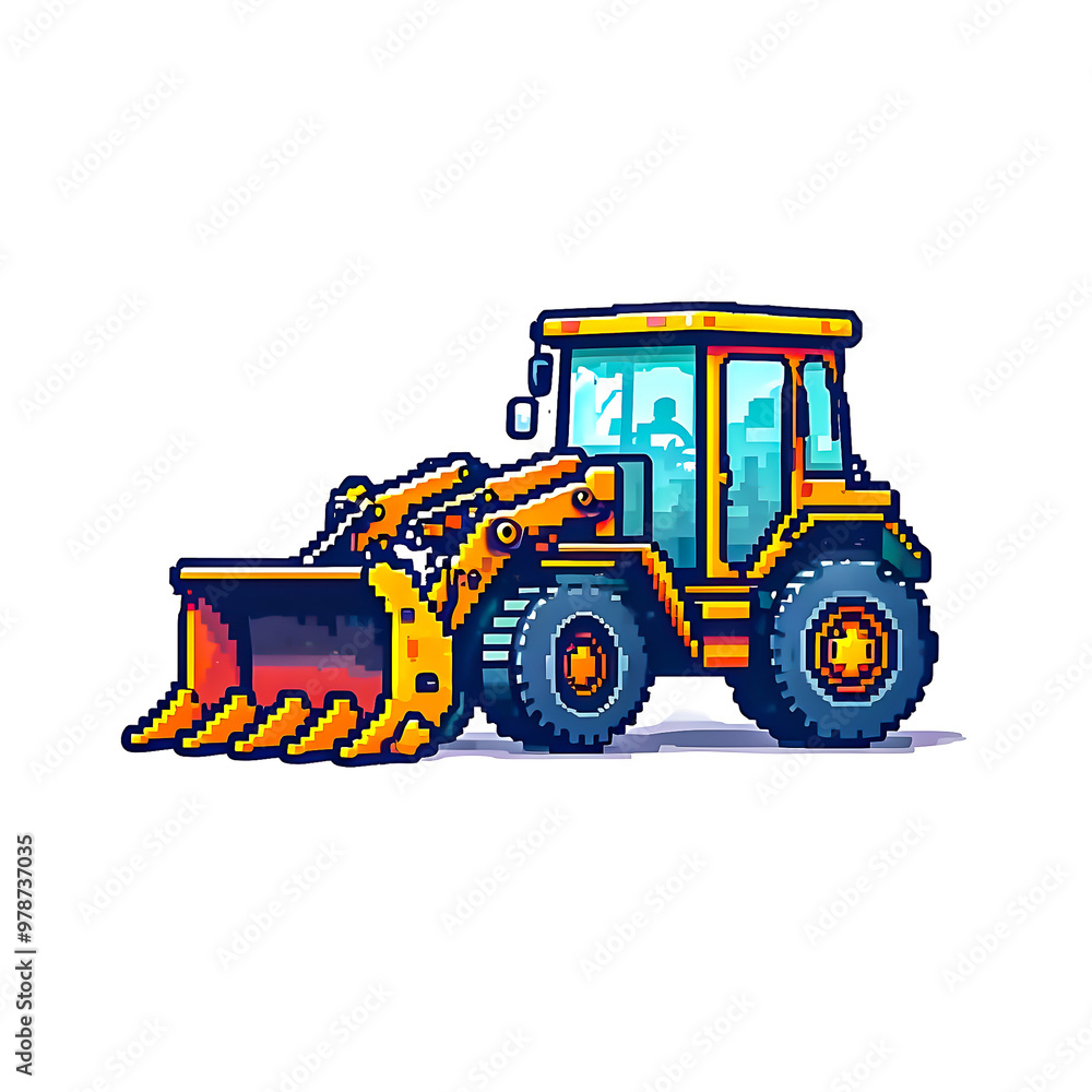 Illustration of Pixel art Backhoe on white background. Illustration of Pixel art Backhoe on white background.