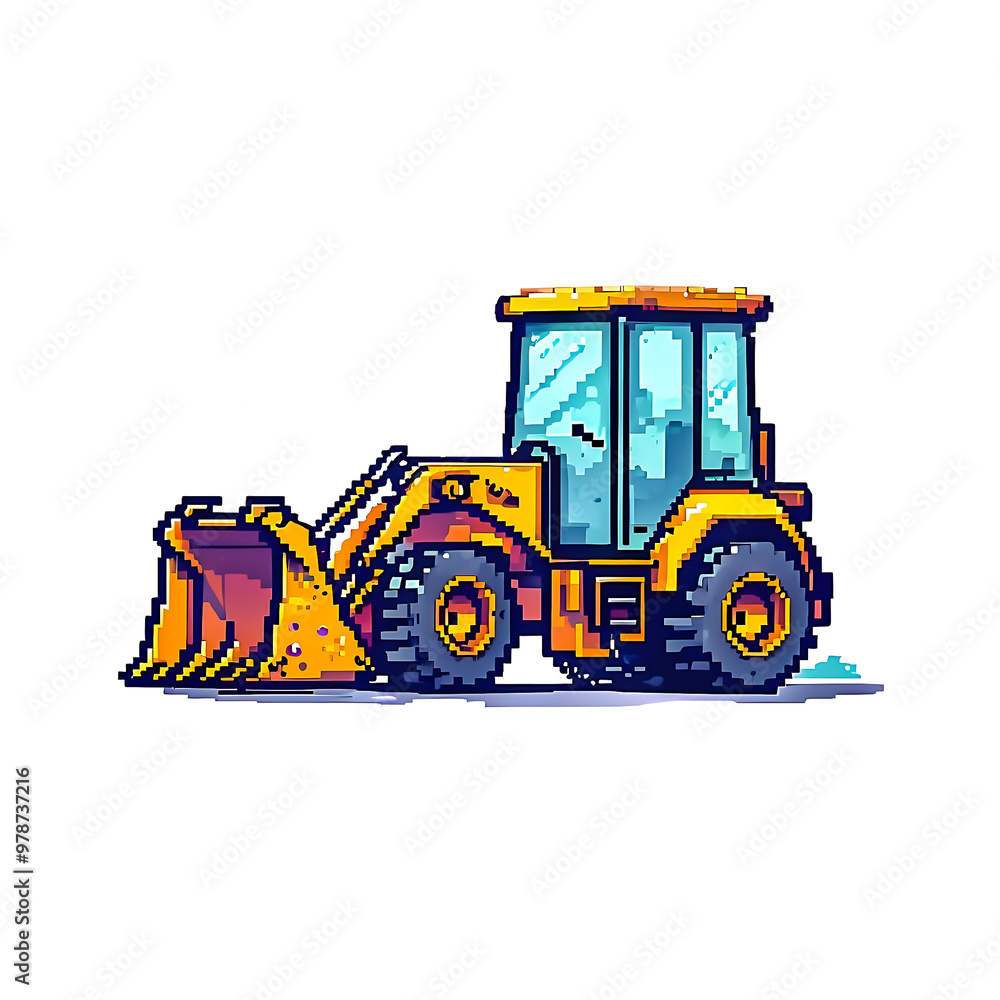 Illustration of Pixel art Backhoe on white background. Illustration of Pixel art Backhoe on white background.