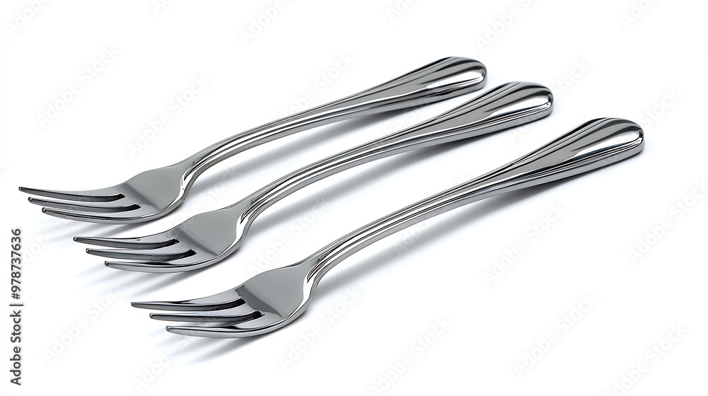 Three Metal Forks isolated on white background : Generative AI Three Metal Forks isolated on white background : Generative AI