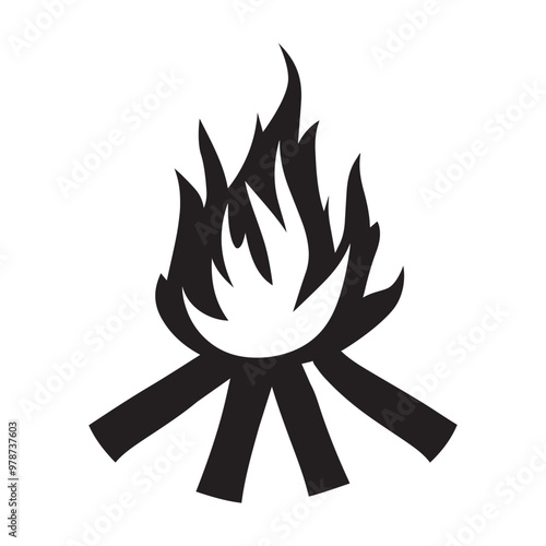 Campfire ClipArt, Bonfire illustration, Fire Flame vector 
 photo