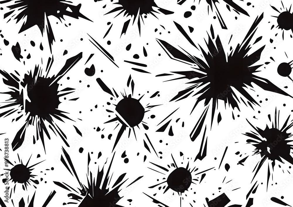 Obraz premium Cracked Surface Texture with Grunge Splatter Effect in Black and White