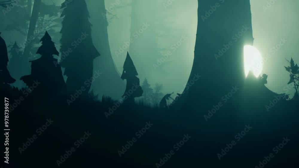 dark silhouettes wandering through a misty forest with leaves falling around them, creating an eerie and mysterious atmosphere dark silhouettes wandering through a misty forest with leaves falling around them, creating an eerie and mysterious atmosphere