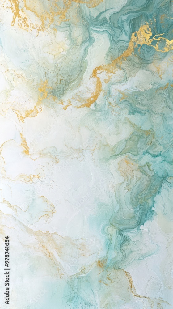 Elegant swirling turquoise and gold hues creating a mesmerizing abstract design on canvas Elegant swirling turquoise and gold hues creating a mesmerizing abstract design on canvas